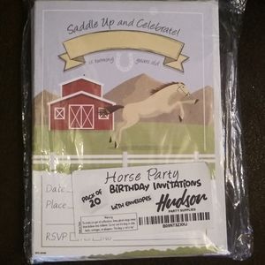 Hudson 20 Pony Horse Birthday Invitations Farm Theme Party Invitation.Equestrian
